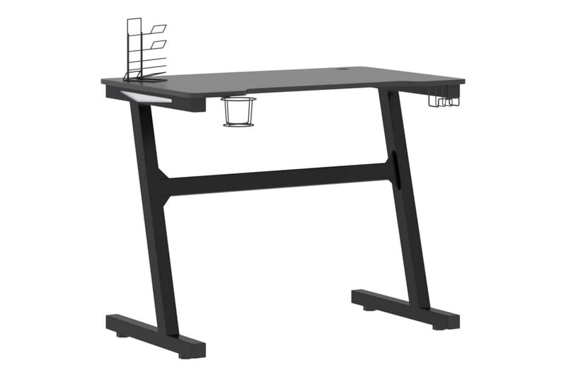 Gamingskrivbord LED med Z-formade ben svart 90x60x75 cm - Svart - Möbler - Bord