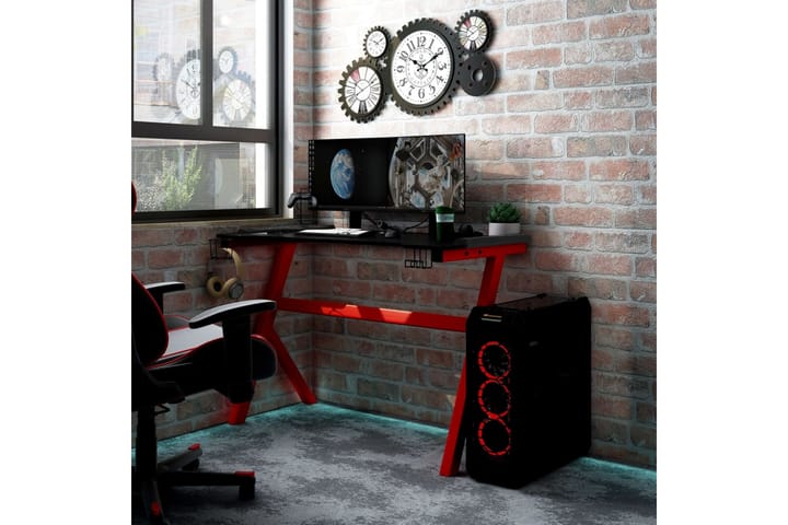 Gamingskrivbord LED Y-formade ben svart och röd 110x60x75 cm - Bord - Gamingbord & datorbord