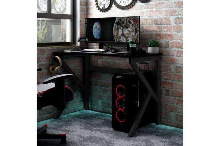 Gamingskrivbord med K-formade ben svart 90x60x75 cm - Bord - Gamingbord & datorbord