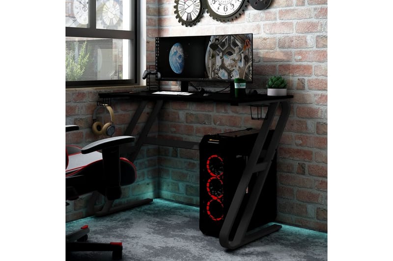 Gamingskrivbord med ZZ-formade ben svart 110x60x75 cm - Svart - Gamingbord & datorbord - Bord