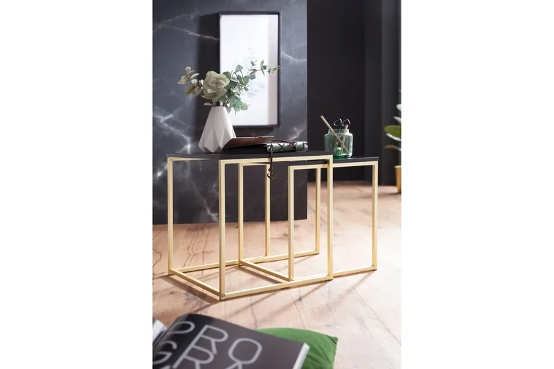 Geancarlo Satsbord 48 cm 2 Bord - Svart/Guld - Möbler - Bord