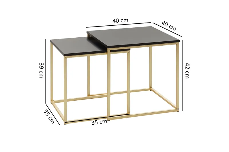 Geancarlo Satsbord 48 cm 2 Bord - Svart/Guld - Möbler - Bord