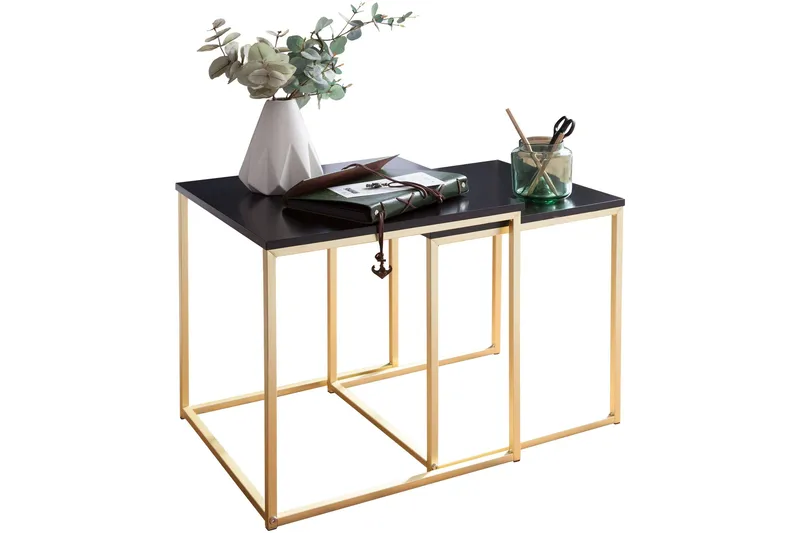 Geancarlo Satsbord 48 cm 2 Bord - Svart/Guld - Möbler - Bord