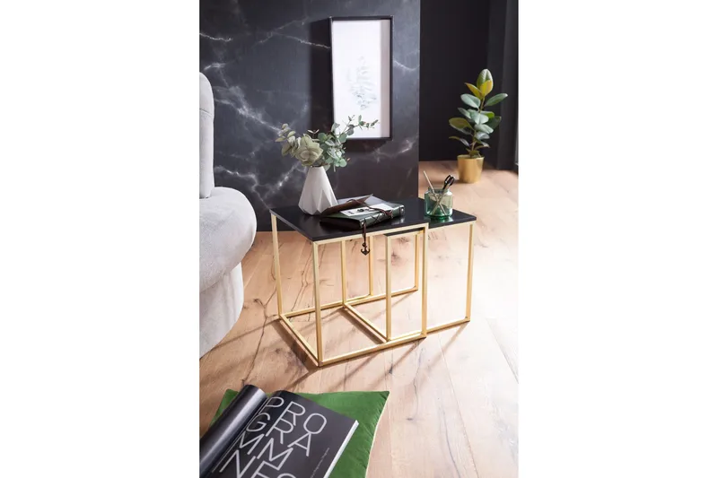 Geancarlo Satsbord 48 cm 2 Bord - Svart/Guld - Möbler - Bord