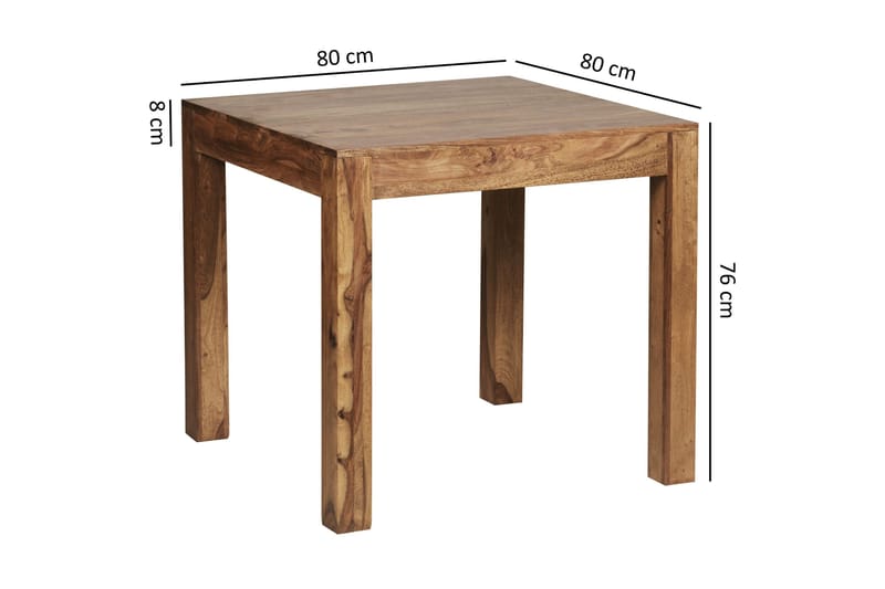 Gliwski Litet Kvadratiskt Matbord 80 cm i Massivt Trä med Rosenträutseende - Brun - Möbler - Bord