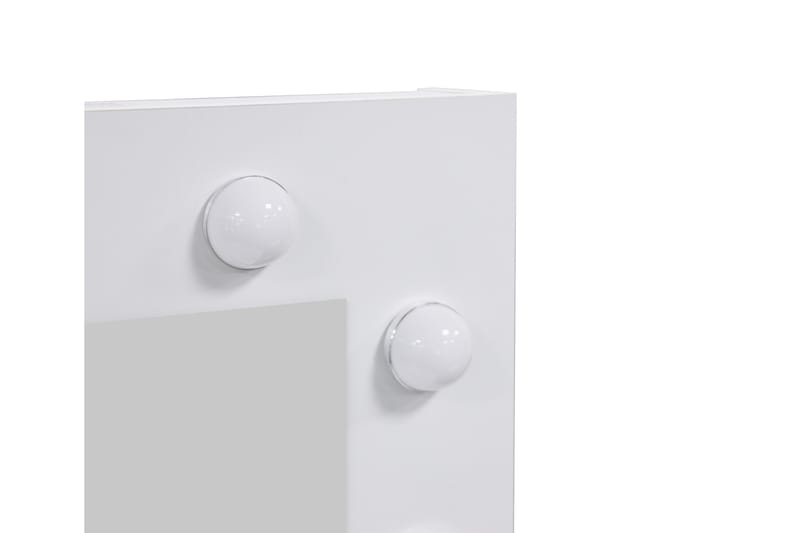 Glow Litet sminkbord 80 cm med spegel lådor och pall -  LED Belysning Vit - Möbler - Bord