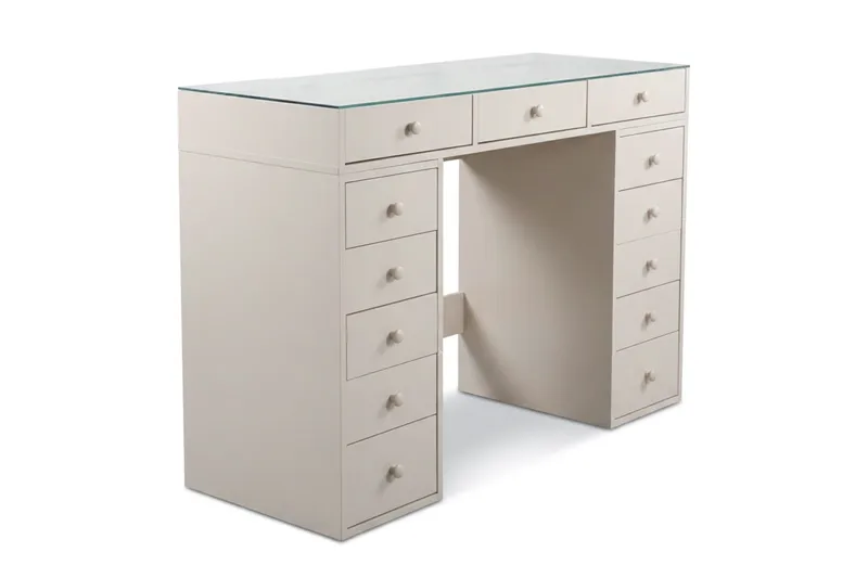 Glow Sminkbord 120 cm med glasskiva förvaring med lådor - Beige - Möbler - Bord