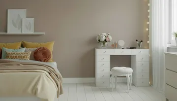 Glow Stort sminkbord med glasskiva - Förvaring med lådor och fack  120 cm - Vit - Möbler - Bord