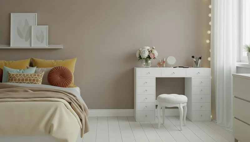 Glow Stort sminkbord utan spegel - Förvaring med lådor 120 cm - Vit - Möbler - Bord