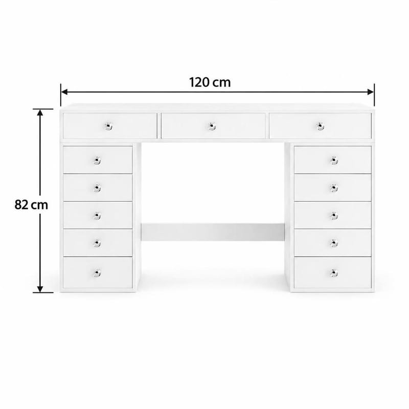 Glow Stort sminkbord utan spegel - Förvaring med lådor 120 cm - Vit - Möbler - Bord
