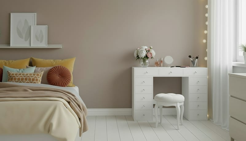 Glow Stort sminkbord utan spegel - Förvaring med lådor 120 cm - Vit - Möbler - Bord