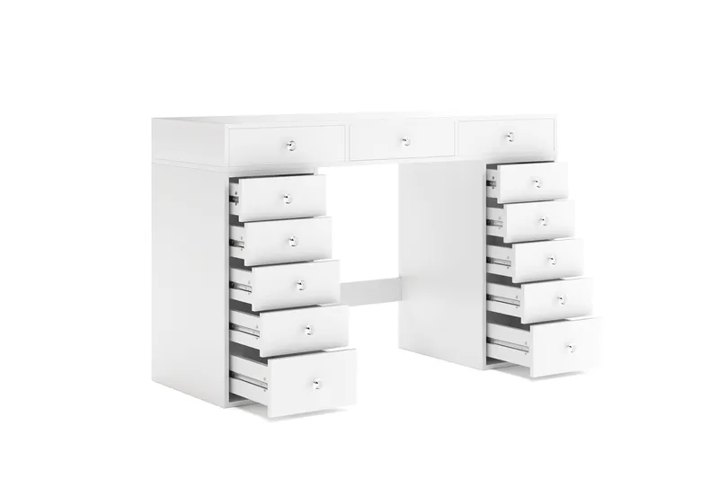 Glow Stort sminkbord utan spegel - Förvaring med lådor 120 cm - Vit - Möbler - Bord