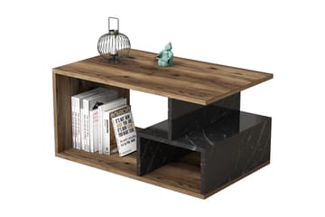 GOIANIA Soffbord 90 cm med Förvaring Marmormönster Natur/Sva