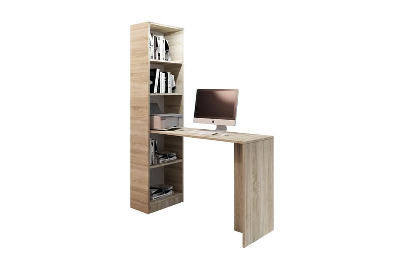 GRIDO Skrivbord 125 cm med Förvaring Hylla Ekfärg/Beige - Beige - Möbler - Bord