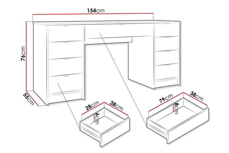 Gudelia Sminkbord 154 cm - Vit - Möbler - Bord