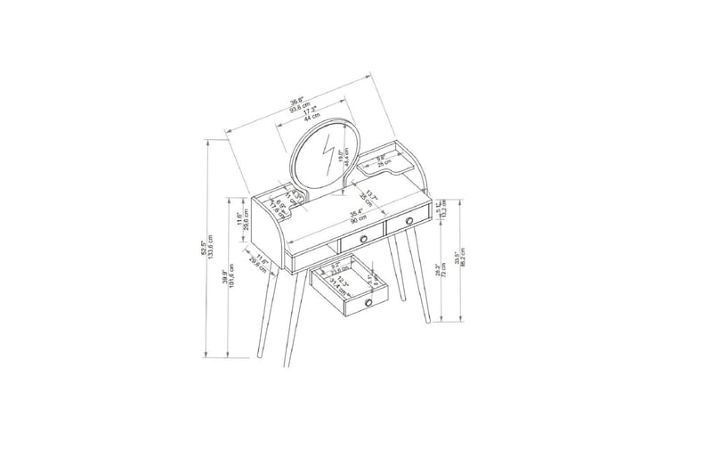 Habiba Sminkbord 93,6 cm - Antracit - Möbler - Bord