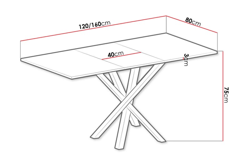 HADLEIGH Förlängningsbart Matbord 160  cm Svart - Möbler - Bord