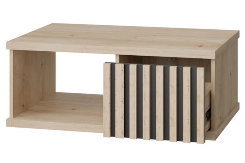 HADLEIGH Soffbord 90  cm med Förvaring Hylla + Låda Trä/Svar - Möbler - Bord
