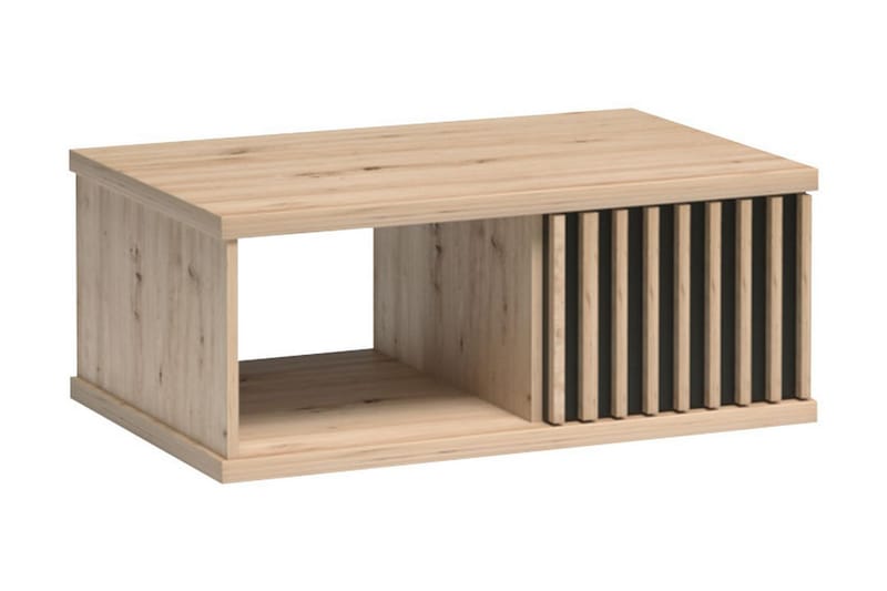 HADLEIGH Soffbord 90  cm med Förvaring Hylla + Låda Trä/Svar - Möbler - Bord