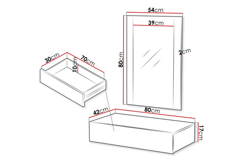 Hammarstrand svävande sminkbord med vägghängd spegel - 80x42 - Valnöt - Möbler - Bord