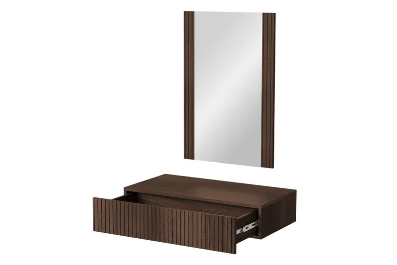 Hammarstrand svävande sminkbord med vägghängd spegel - 80x42 - Valnöt - Möbler - Bord