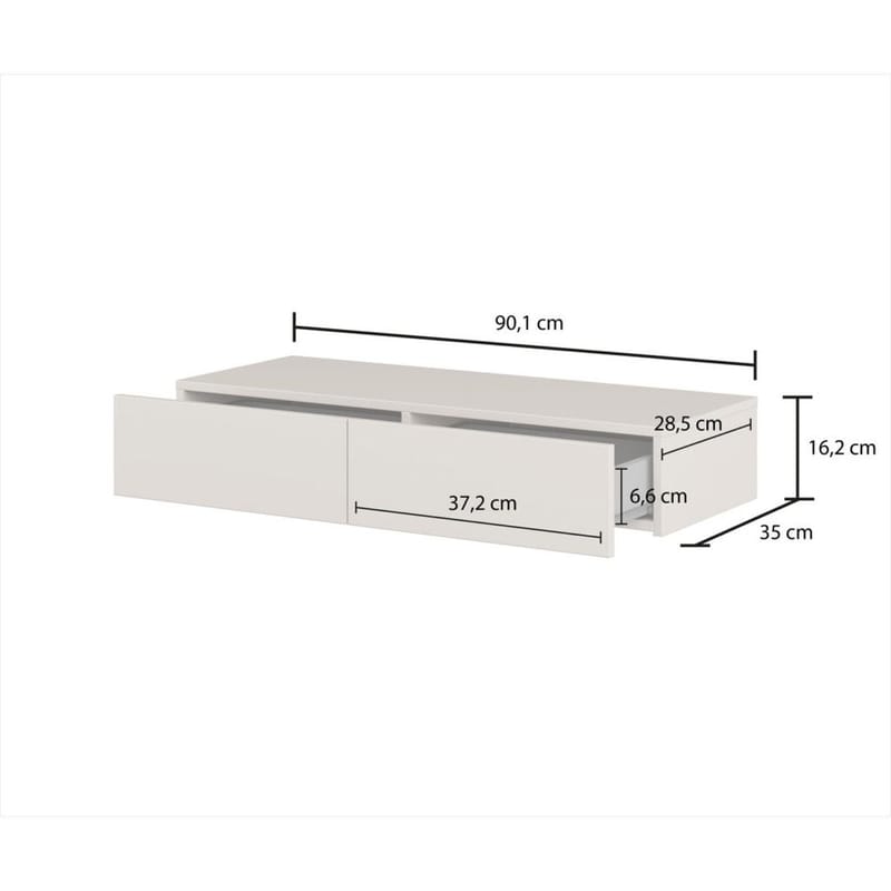 Hängande Sminkbord Jukon S med 2 Lådor + Spegel Ø80 cm - Möbler - Bord