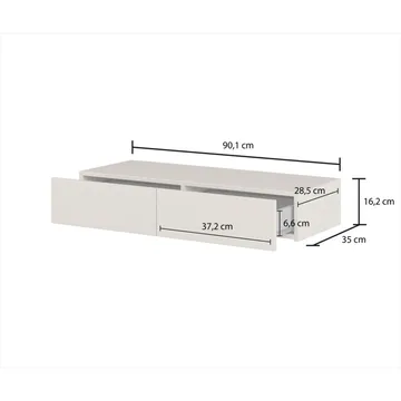 Hängande Sminkbord Jukon S med 2 Lådor + Spegel Ø80 cm - Möbler - Bord