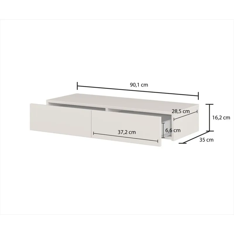 Hängande Sminkbord Jukon S med 2 Lådor + Spegel Ø80 cm - Möbler - Bord