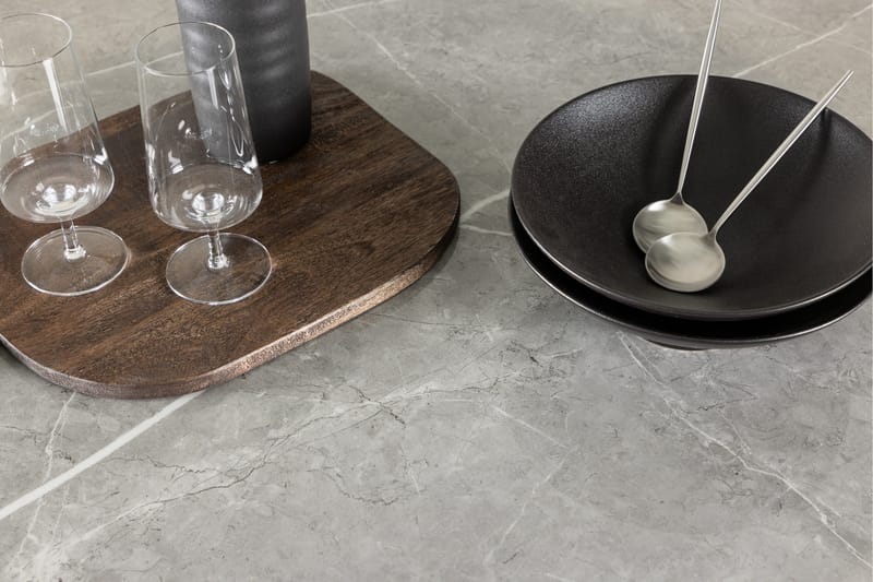 Härön Runt Matbord 120 cm i Glas med Marmorutseende - Brun - Möbler - Bord