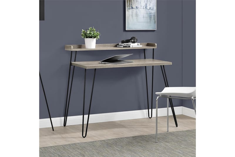 HAVEN Skrivbord 114 cm med Förvaring Hylla Grå/Svart - Dorel Home - Möbler - Bord