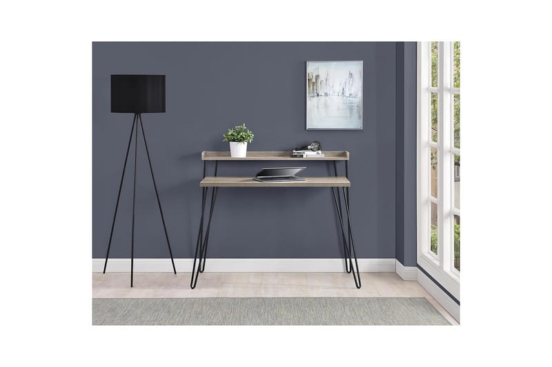 HAVEN Skrivbord 114 cm med Förvaring Hylla Grå/Svart - Dorel Home - Möbler - Bord