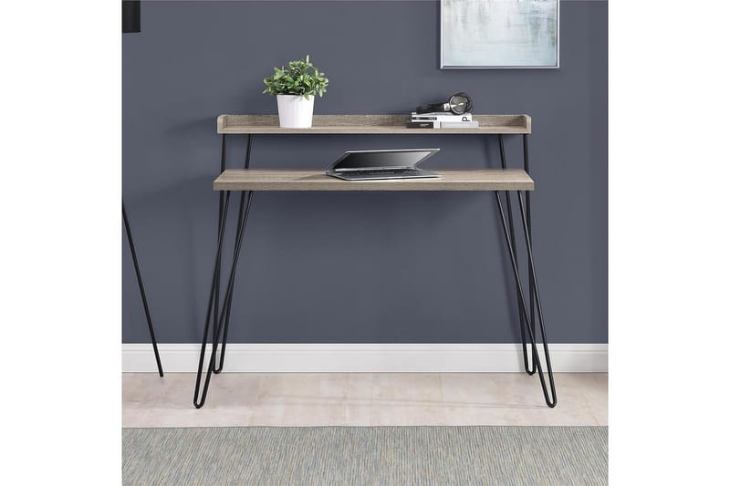 Haven Skrivbord 114 cm med Förvaring Hylla Grå/Svart - Dorel Home - Möbler - Bord
