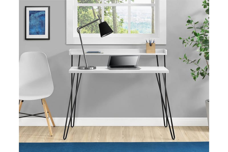 Haven Skrivbord 114 cm med Förvaring Hylla Vit/Svart - Dorel Home - Möbler - Bord