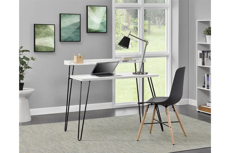 Haven Skrivbord 114 cm med Förvaring Hylla Vit/Svart - Dorel Home - Möbler - Bord