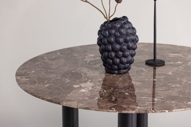 Havsten Runt Matbord 106 cm i Glas med Marmorutseende - Svart - Möbler - Bord