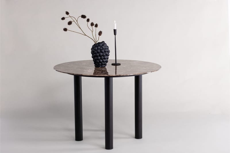 Havsten Runt Matbord 106 cm i Glas med Marmorutseende - Svart - Möbler - Bord