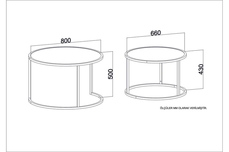 Hejde Satsbord 80 cm Runt 2 Bord - Ljusbrun/Svart - Möbler - Bord
