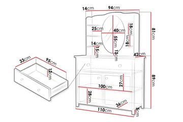Hilts Sminkbord 110x42 cm - Vit/Rosa - Möbler - Bord