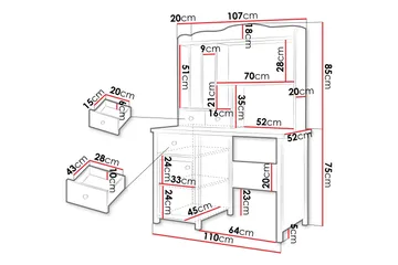 Hilts Sminkbord 110x52 cm - Grå - Möbler - Bord