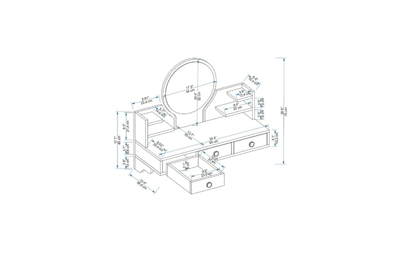 Hines Sminkbord 90 cm - Vit - Möbler - Bord