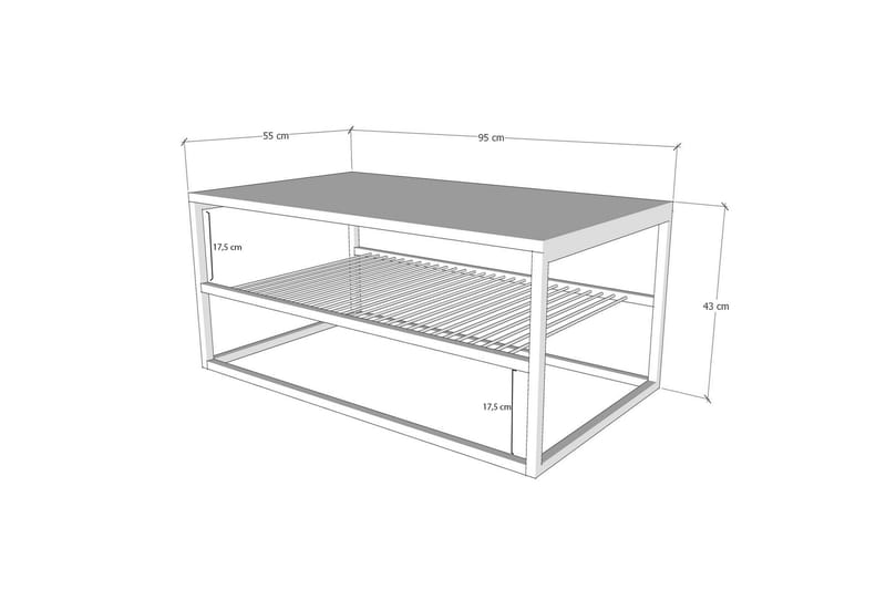 HISAR Soffbord 95 cm Marmormönster med Förvaring Hylla Vit/S - Möbler - Bord