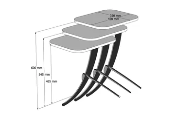 Hovdane Satsbord 45 cm 3 Bord - Brun - Möbler - Bord