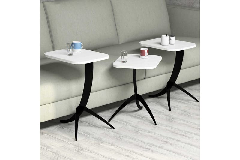 Hovdane Satsbord 45 cm 3 Bord - Vit/Svart - Möbler - Bord