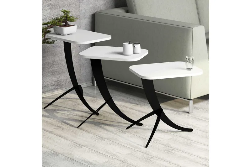 Hovdane Satsbord 45 cm 3 Bord - Vit/Svart - Möbler - Bord