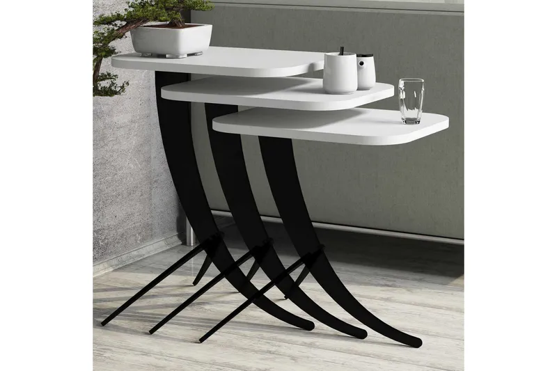 Hovdane Satsbord 45 cm 3 Bord - Vit/Svart - Möbler - Bord