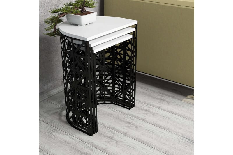 Hovdane Satsbord 46 cm Halvcirkel 3 Bord - Vit/Svart - Möbler - Bord