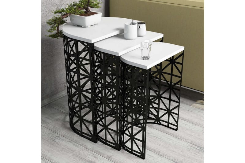 Hovdane Satsbord 46 cm Halvcirkel 3 Bord - Vit/Svart - Möbler - Bord
