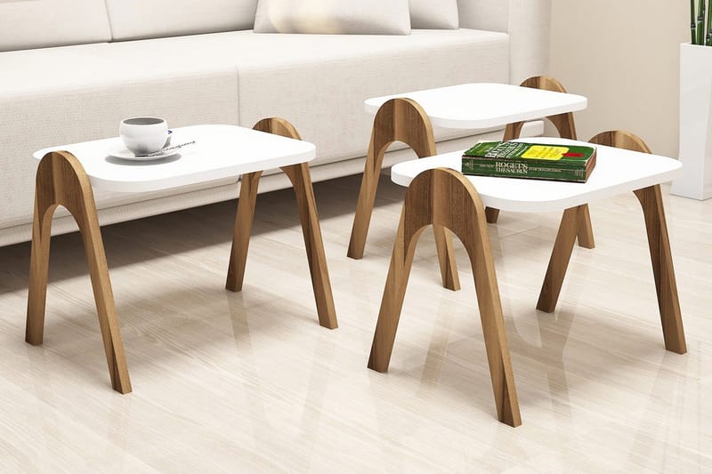 Hovdane Satsbord 49 cm 3 Bord - Vit/Brun - Möbler - Bord