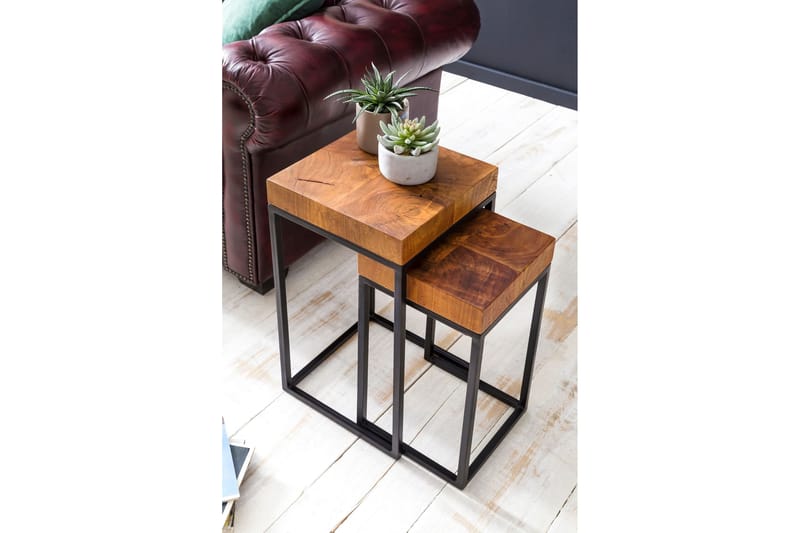 Hoysradt Satsbord 30 cm 2 Bord - Massivt Trä/Brun/Svart - Möbler - Bord