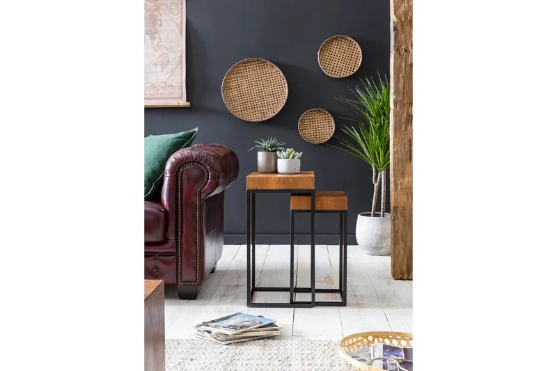 Hoysradt Satsbord 30 cm 2 Bord - Massivt Trä/Brun/Svart - Möbler - Bord